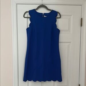 Blue Scalloped Sleeveless Dress